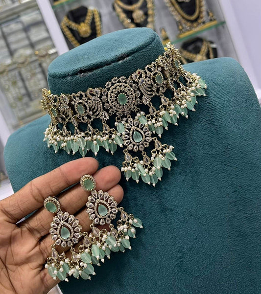 Victorian Polish AD Stones Choker - Nakshatra Jewels