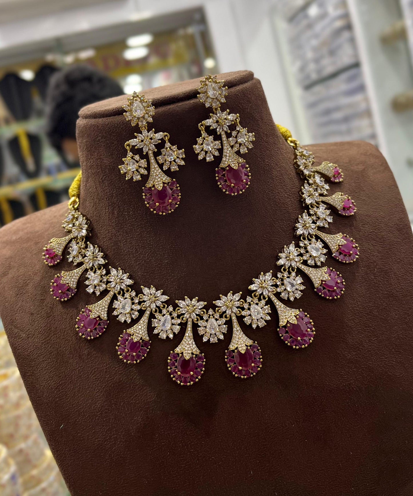 Victorian Polish AD and Mossianite Stones Necklace