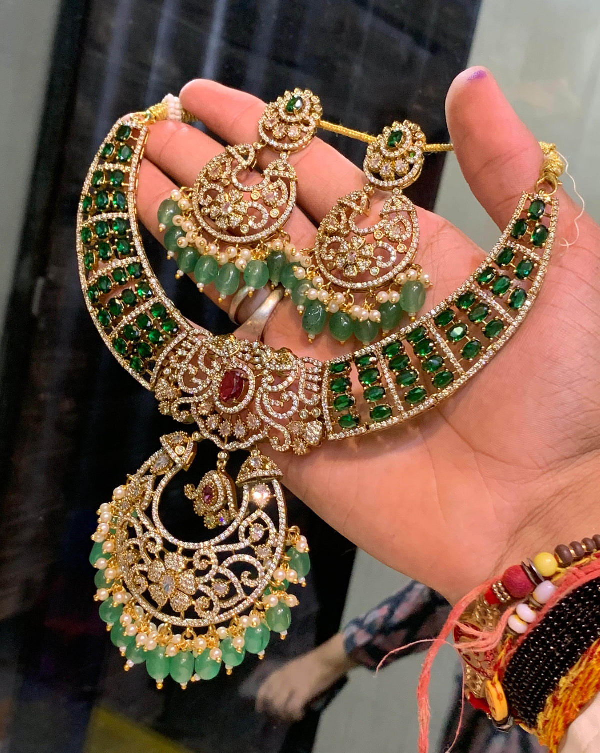 Victorian Polish with AD Stones Bridal Necklace