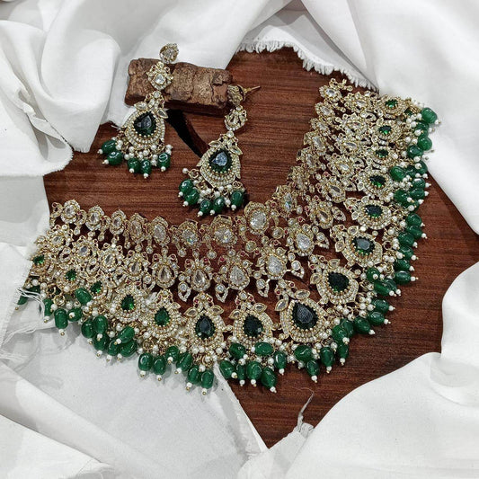 Victorian Polish with AD Stones Bridal Choker - Nakshatra Jewels