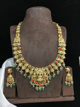 Nakshi Work with AD & Coral Beads Haram - Nakshatra Jewels