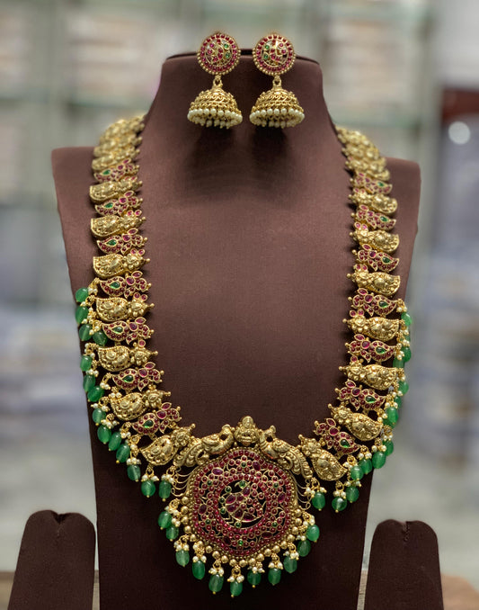 Nakshi Work with Kempu Stones Bridal Haram