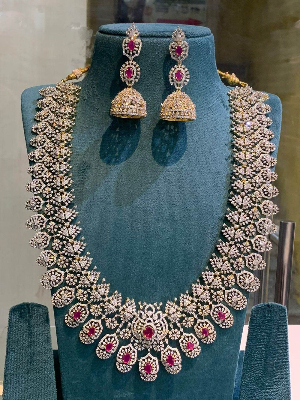 American Diamond Stones Bridal Haram - Nakshatra Jewels