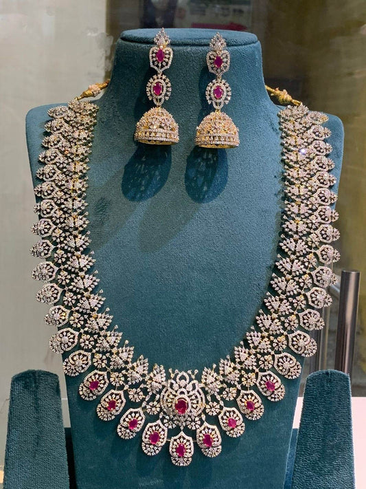 American Diamond Stones Bridal Haram - Nakshatra Jewels