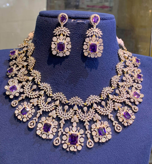 American Diamond Stones Bridal Necklace - Nakshatra Jewels