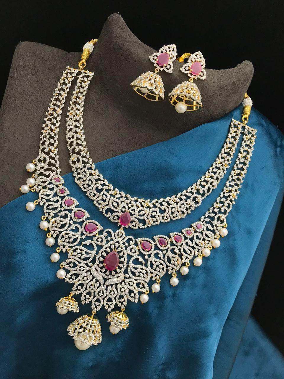 American Diamond Stone Bridal Layer Haram
