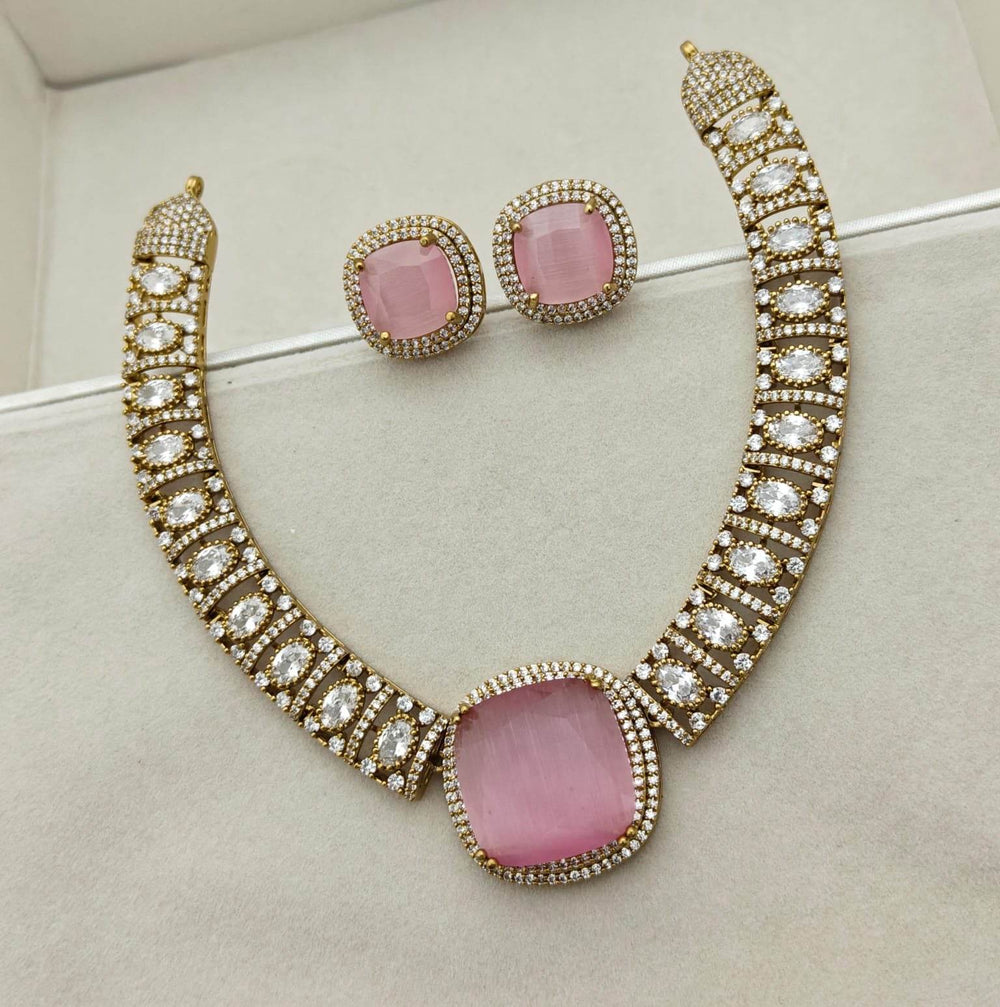 Victorian Polish with AD Stones Necklace - Nakshatra Jewels
