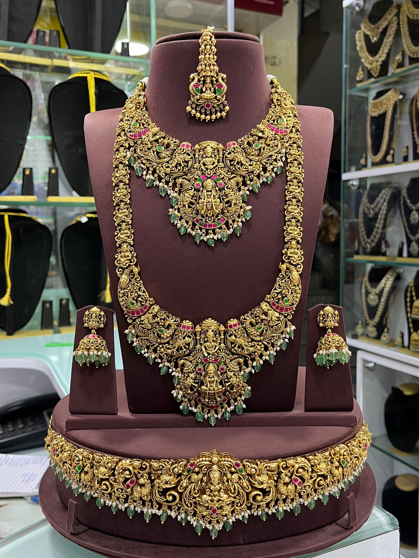 Nakshi Work with Jaadu Kundan Stones and Bridal Combo Set
