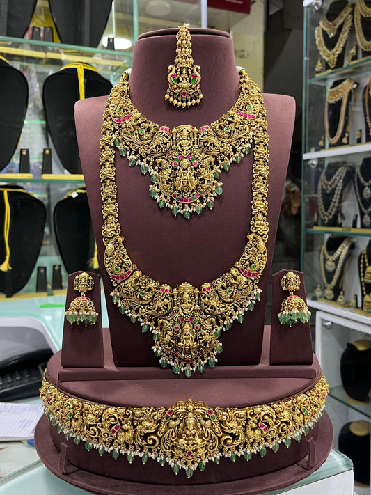 Nakshi Work with Jaadu Kundan Stones and Bridal Combo Set