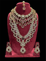 Victorian Polish with Moissanite Stones Bridal Combo set - Nakshatra Jewels