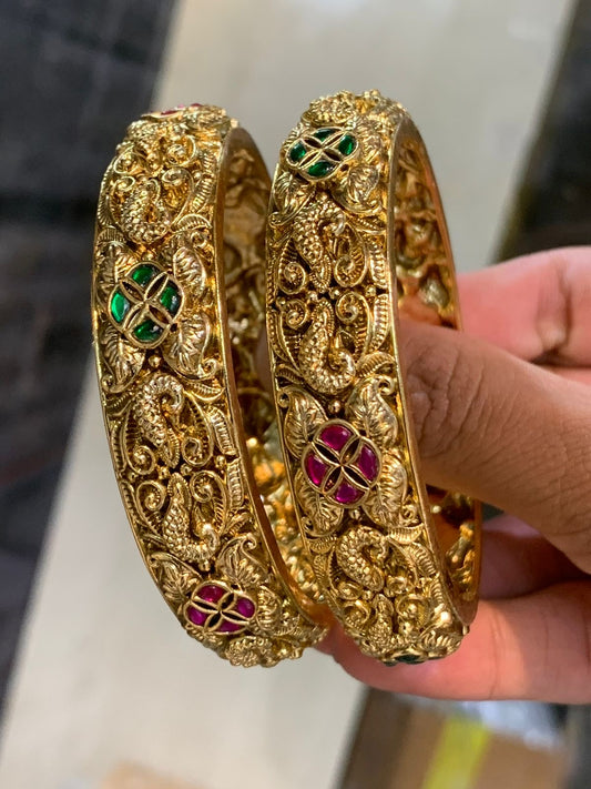 Nagasi Work with Jadau kundan Stones Bangles