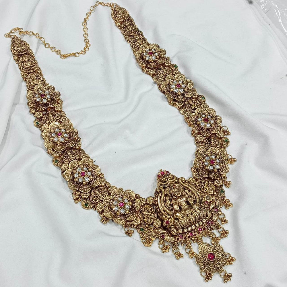Handmade Silver Replica Bridal Haram with Jadau Stones - Nakshatra Jewels
