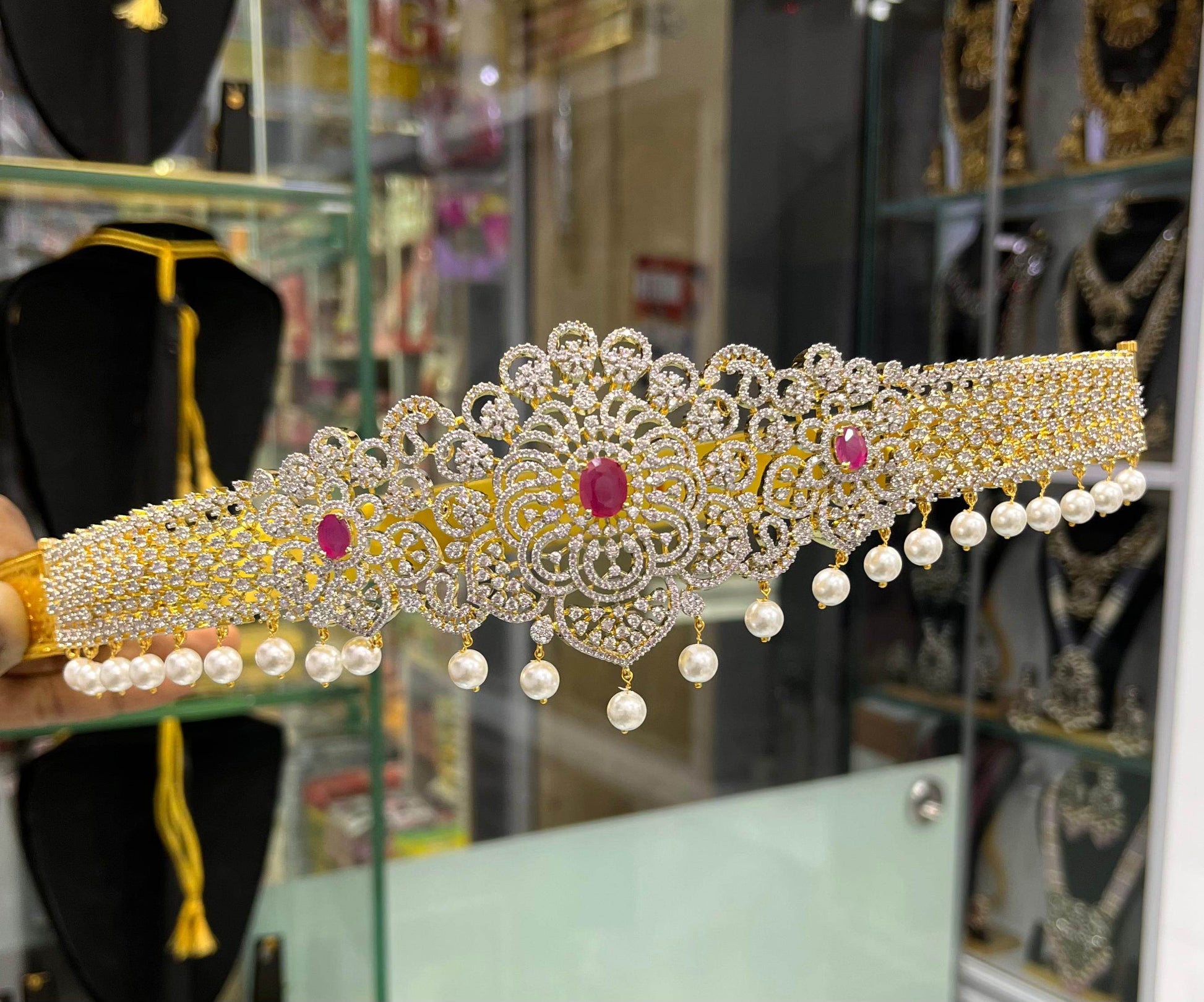 American Diamond Stones Bridal Hip Belt - Nakshatra Jewels