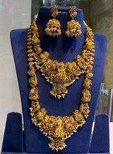 Nakshi Work with Jaadu Kundan Stones Bridal Combo Set (Gold Replica) - Nakshatra Jewels