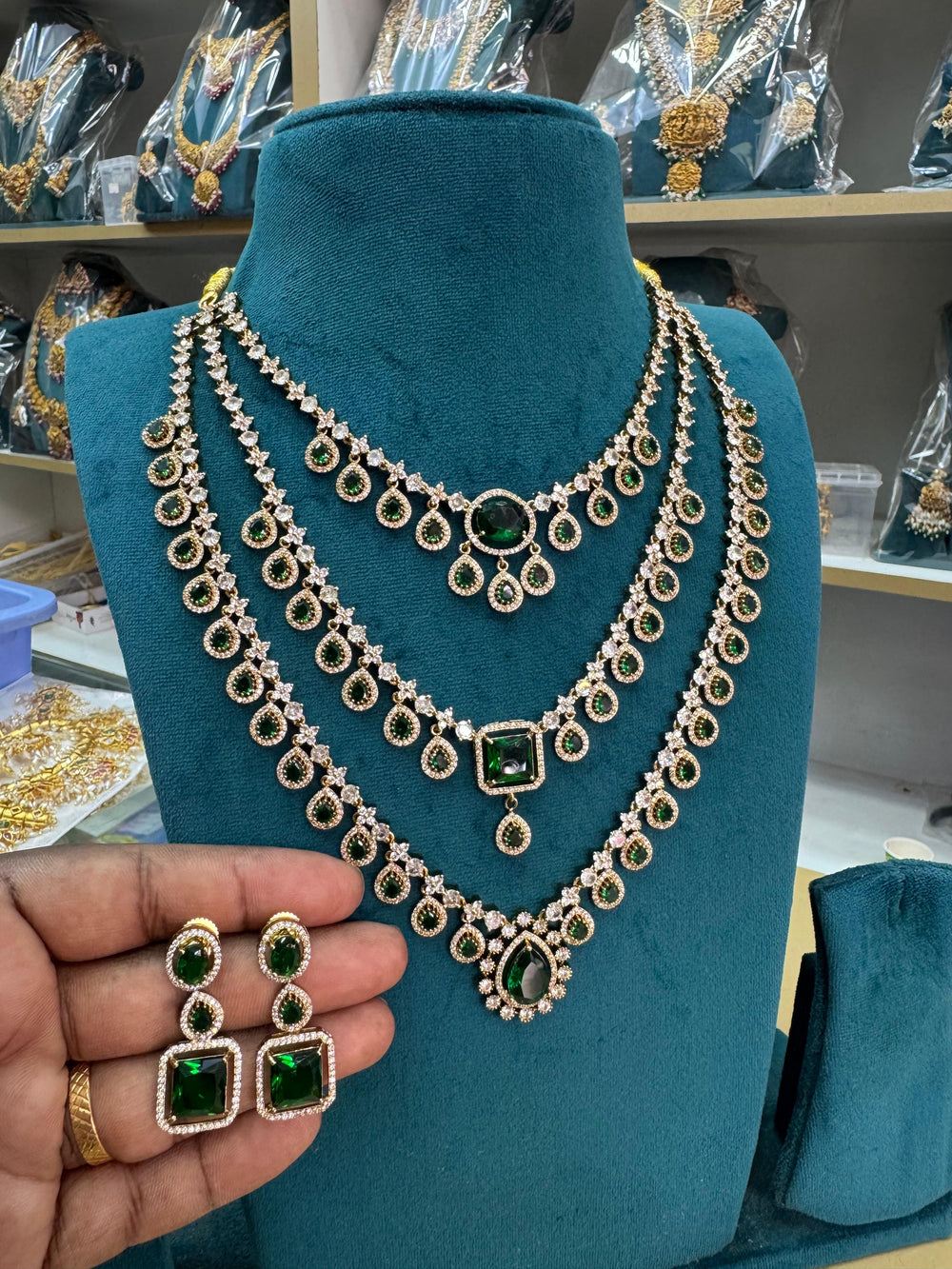 Victorian Polish with AD Stones Layer Necklace