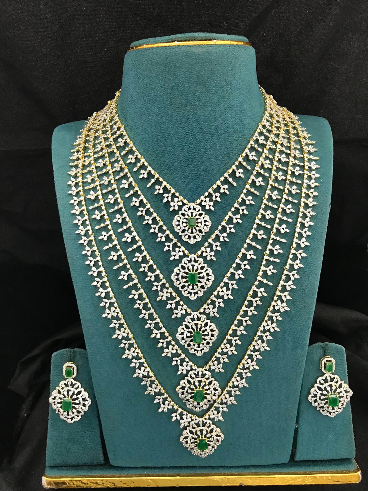 American Diamond Stones Bridal 5 Layer Haram