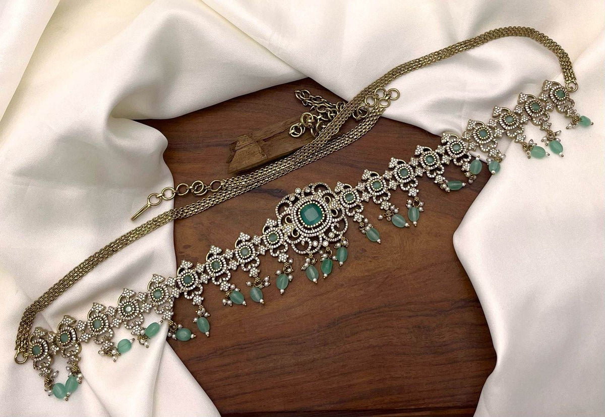 Victorian Polish AD Stones Hip Chain
