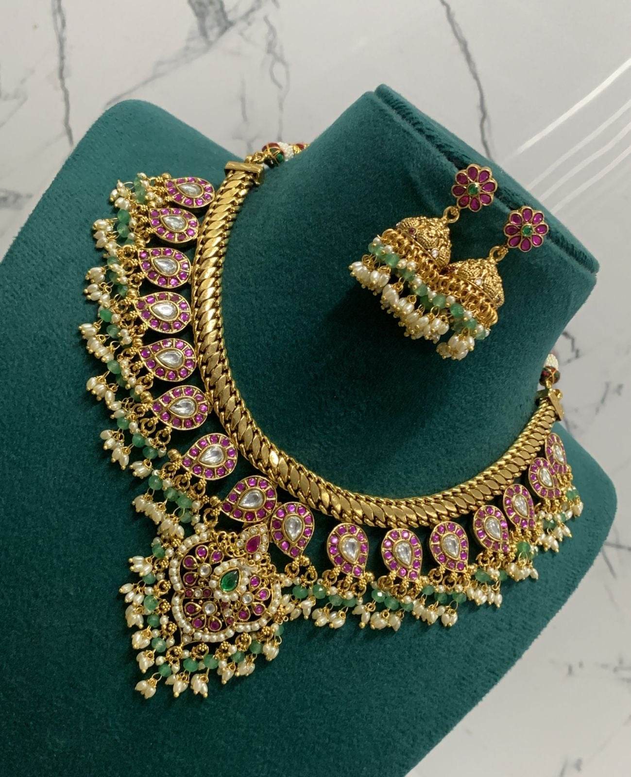 Jaadu Kundan Stones Bridal Guttapusal Necklace - Nakshatra Jewels