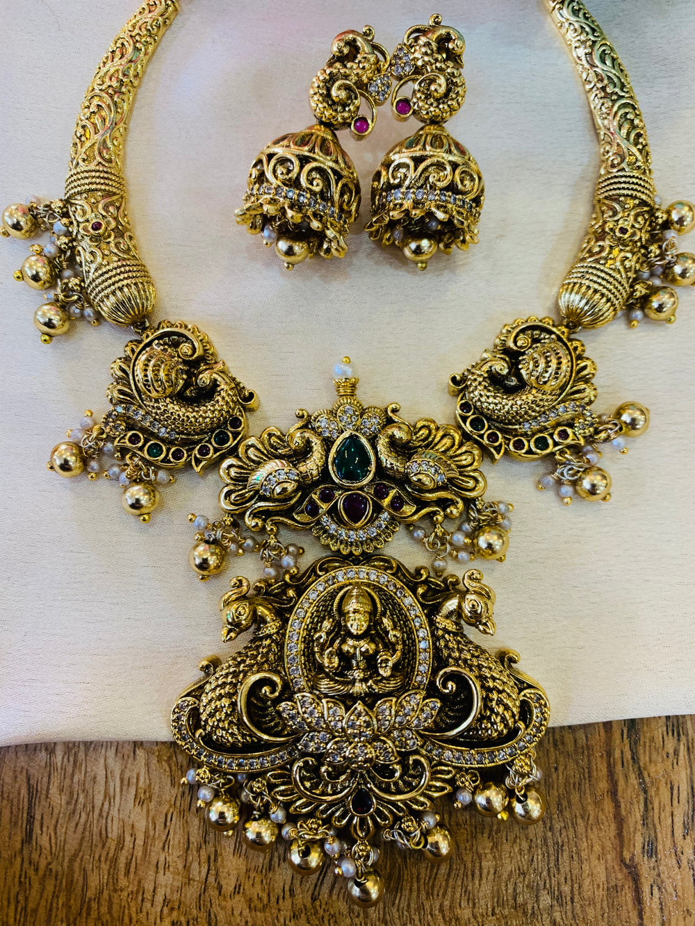 Premium Matt with Kempu Stones Kante Necklace - Nakshatra Jewels