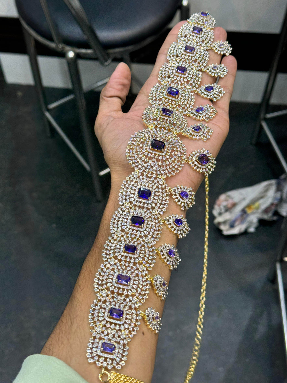 American Diamond Stones Bridal Hip Chain - Nakshatra Jewels