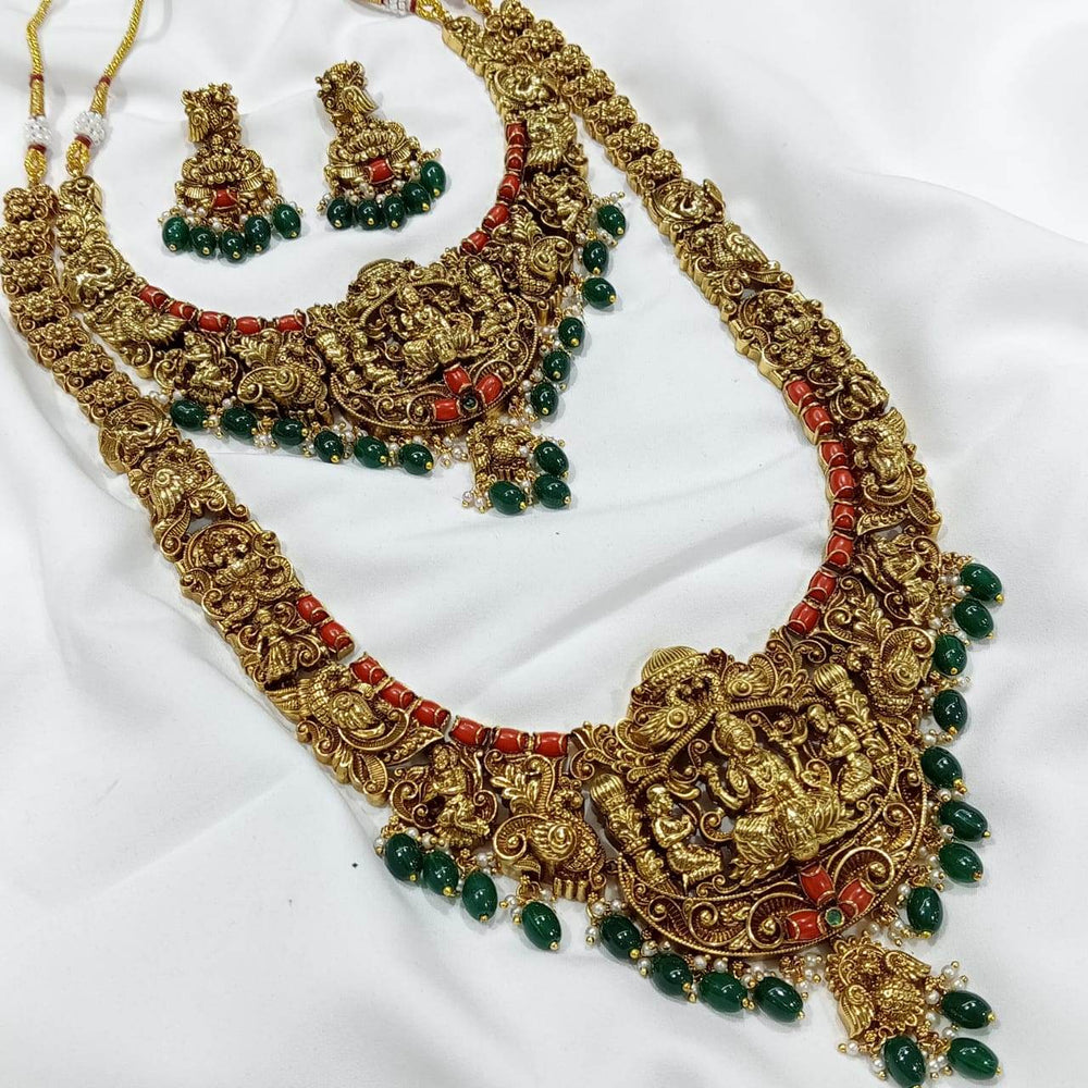 Nakshi Work with Coral beads combo set - Nakshatra Jewels