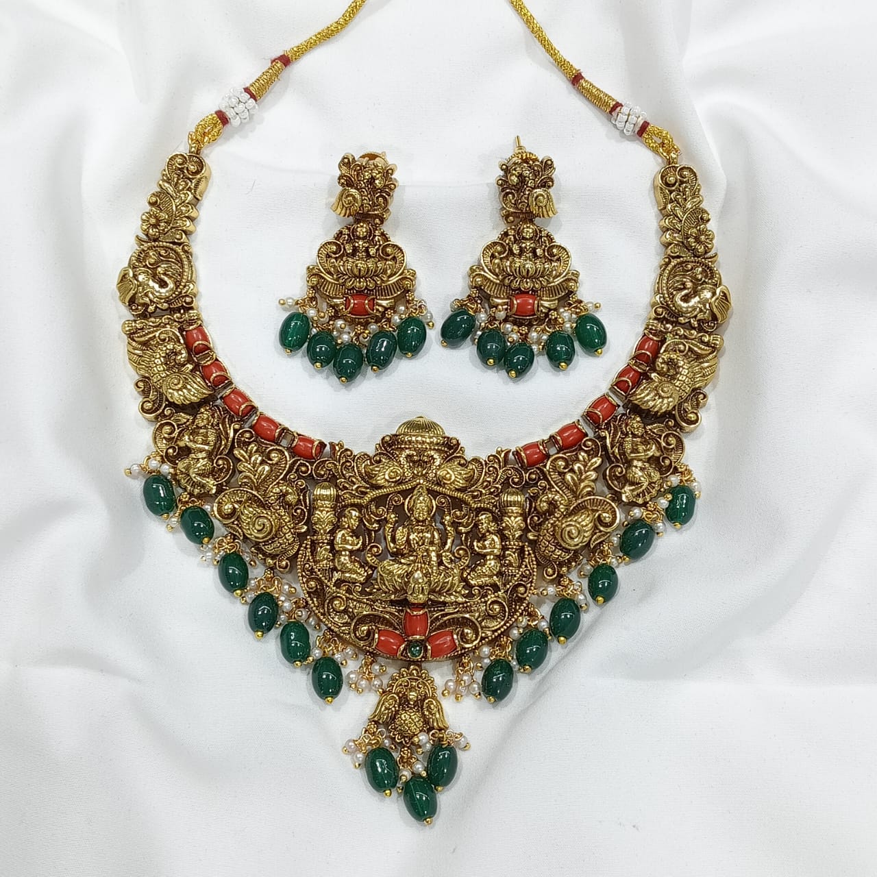 Nakshi Work with Coral beads Necklace