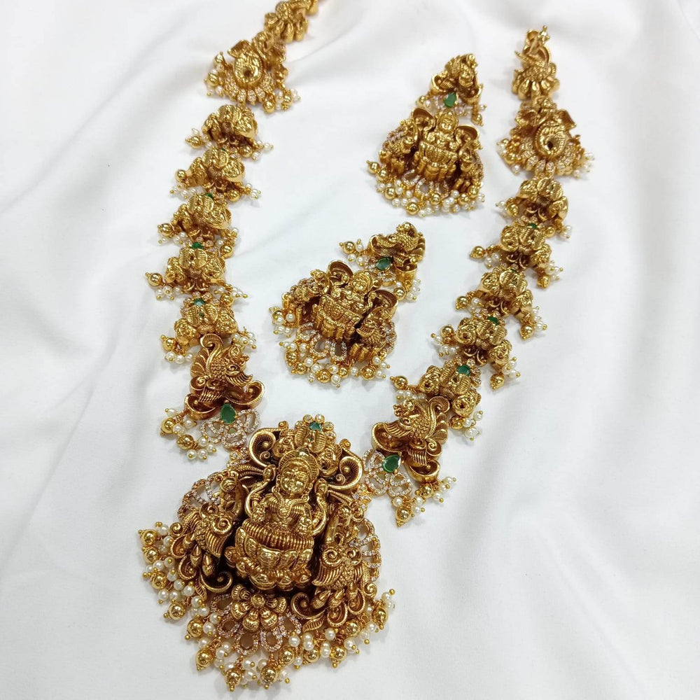 Nakshi Work with Ad stones Bridal Haram - Nakshatra Jewels