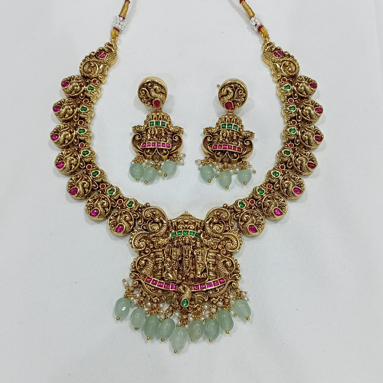 Nakshi Work with Jadau Kundan Stones Necklace