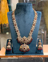 Moissanite Stones with Victorian Polish Bridal Haram -Ruby - Nakshatra Jewels