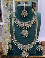 American Diamond Stones Bridal Combo Set - Nakshatra Jewels