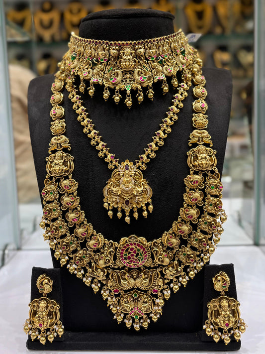 Nakshi Work with Kundan Stones Bridal Combo Set