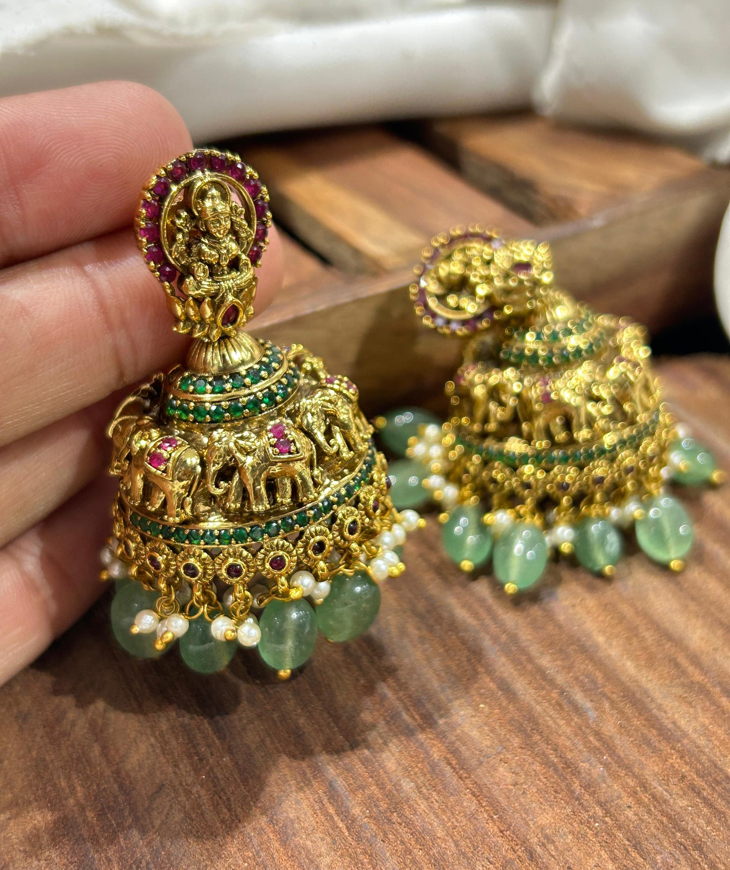 Nakshi Work with AD Stones Earrings