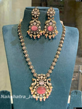 Victorian Polish with Moissanite Stones Necklace - Nakshatra Jewels