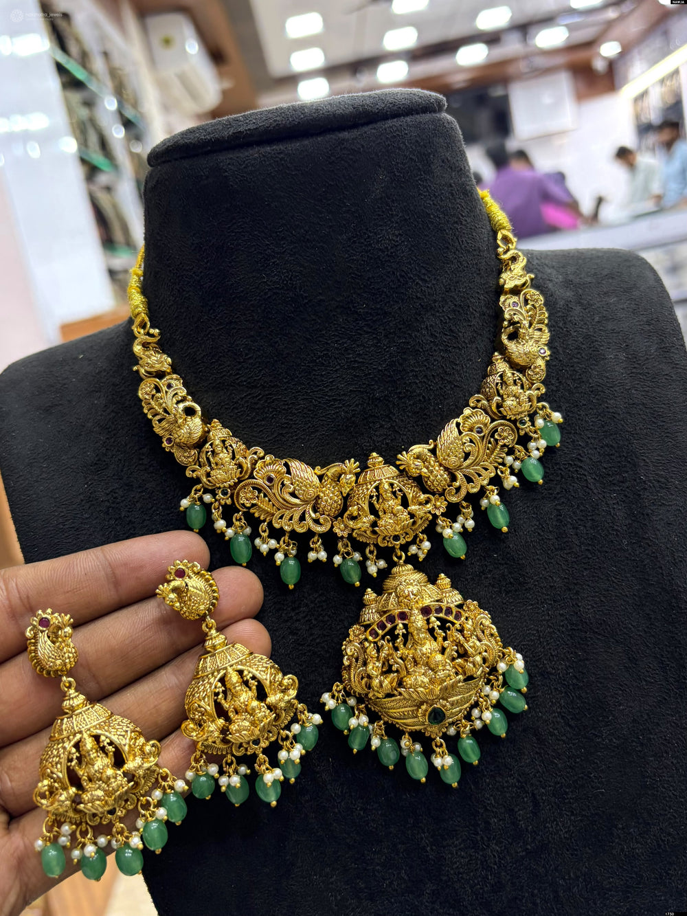 Nakshi Work with AD Stones Bridal Necklace