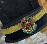 Kundan Stones Pendent with Bridal Hip Chain
