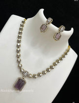 Victorian Polish with Moissanite Stones Necklace - Nakshatra Jewels