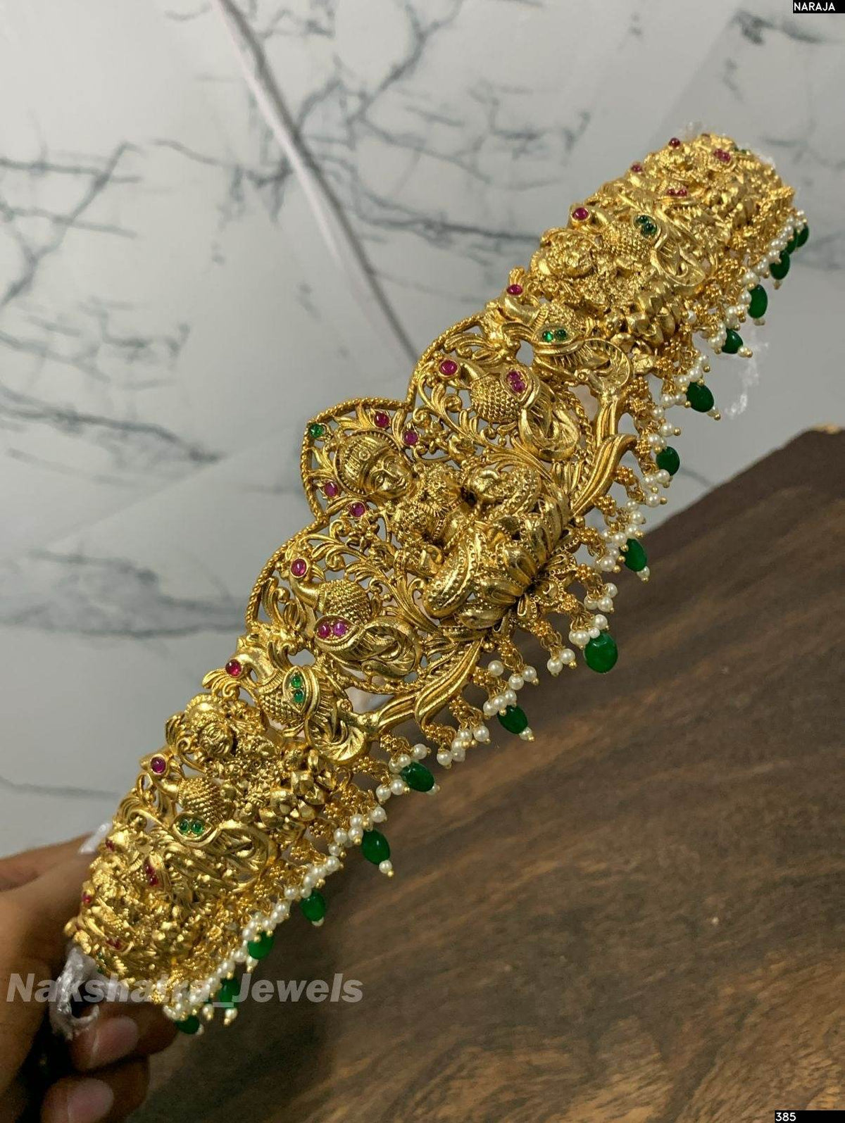Nakshi Work with AD & Kempu Stones Bridal Hip Belt