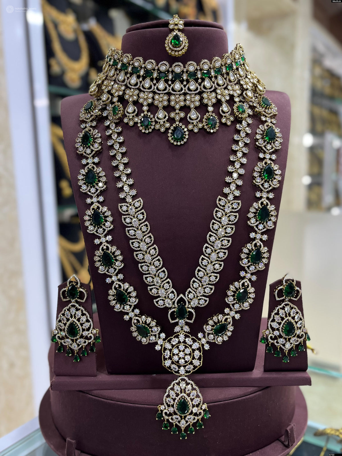 Victorian Polish AD Stones Bridal Combo Set