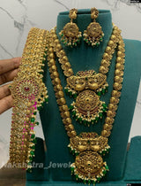 Nagasi Work with Kempu Stones Bridal Set - Nakshatra Jewels