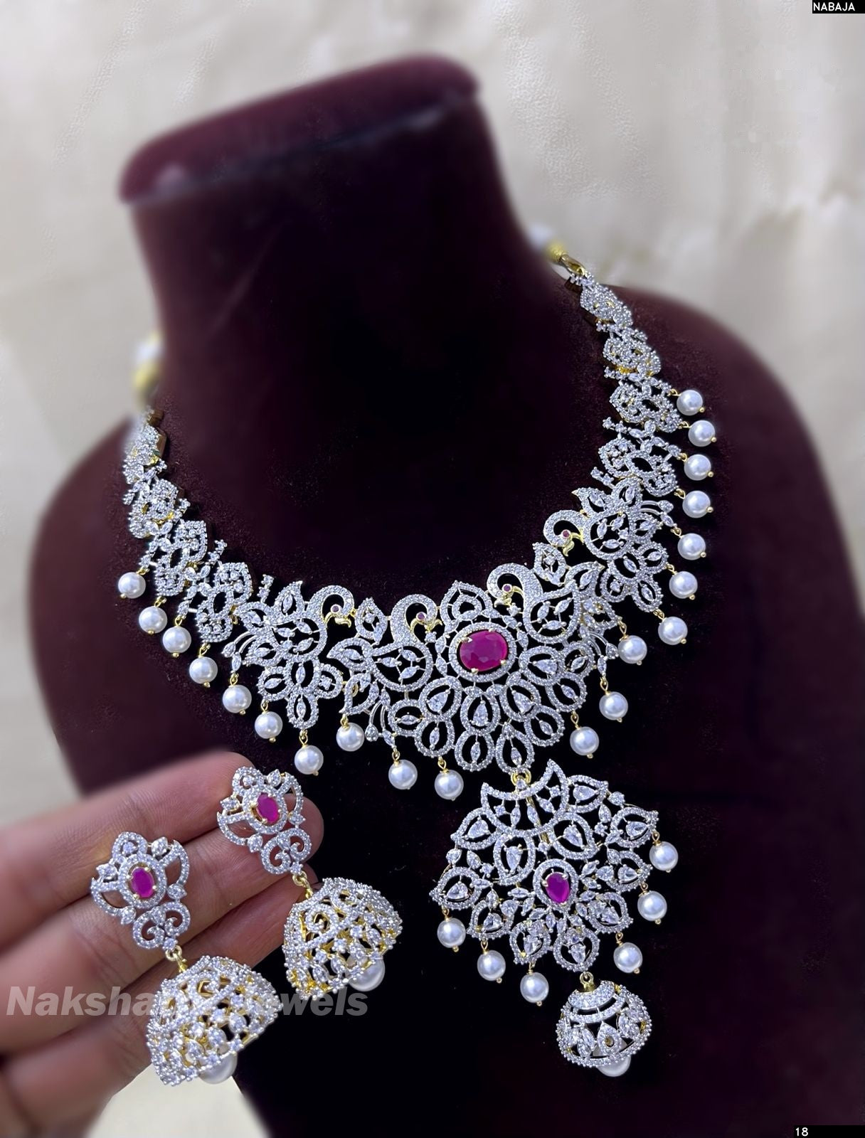 American Diamond Stones Bridal Necklace