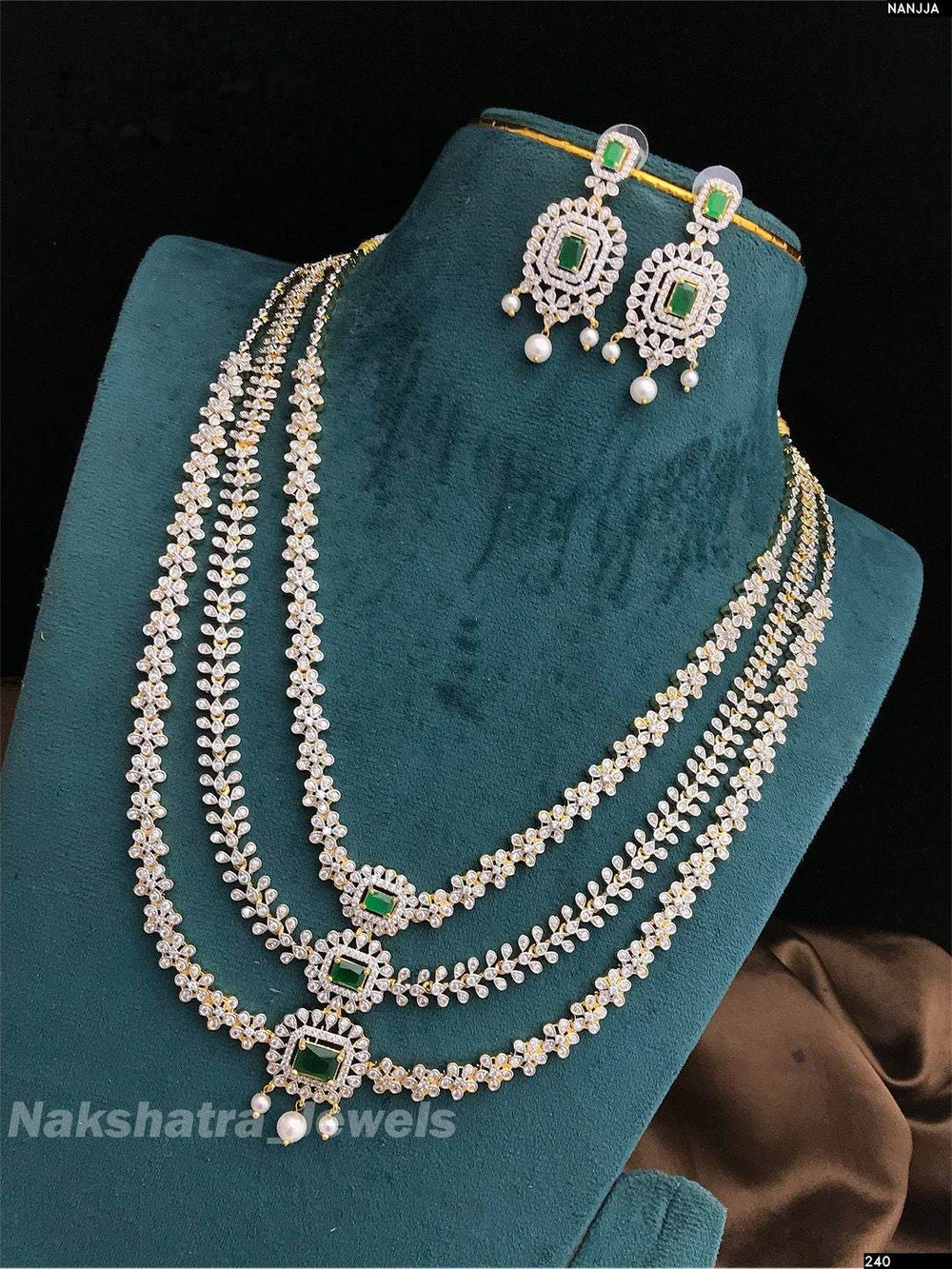 American Diamond Stones Bridal Layer Haram - Nakshatra Jewels