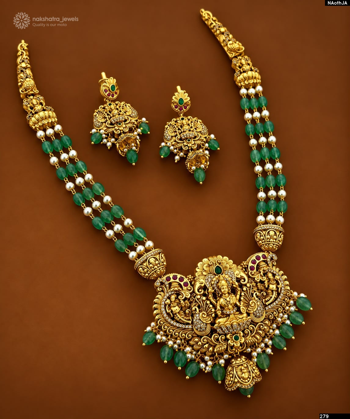 Nakshi Work Pendent with Beads Haram