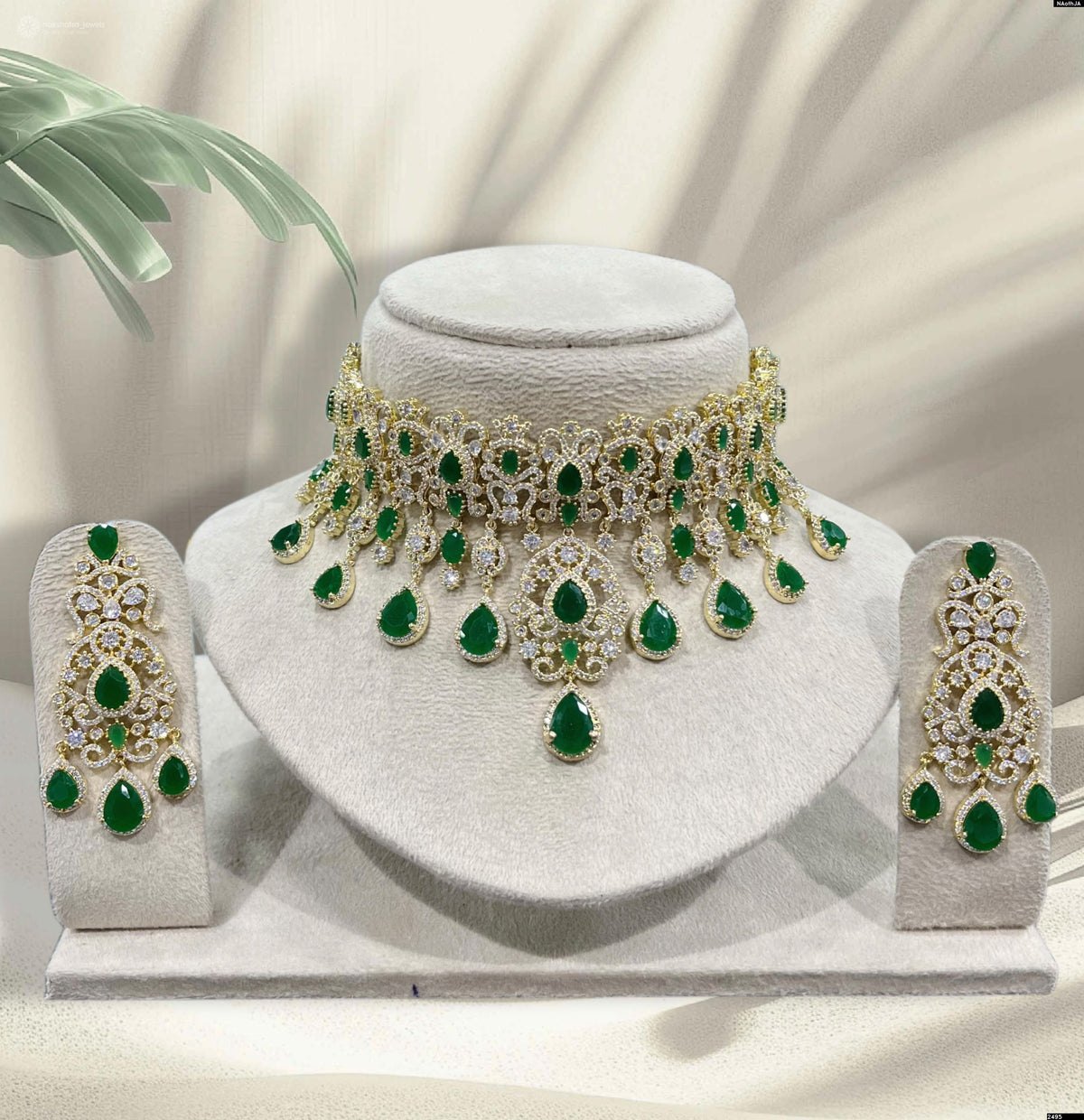 Victorian Polish AD Stones Bridal Neck Set