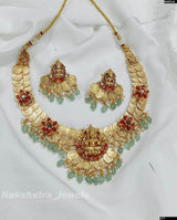 Nagasi Work with Coral Beads Bridal Necklace - Nakshatra Jewels