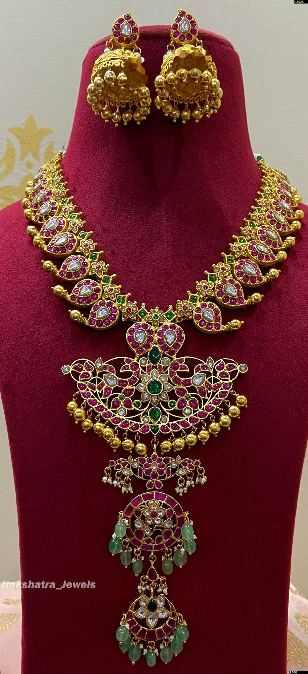 Jadau Kundan Stones Bridal Haram - Nakshatra Jewels