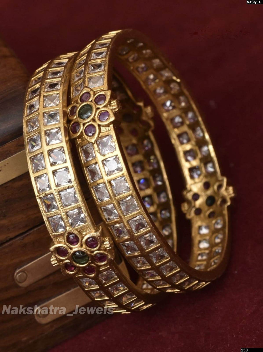 Premium Matt with AD Stone Bangles - Nakshatra Jewels