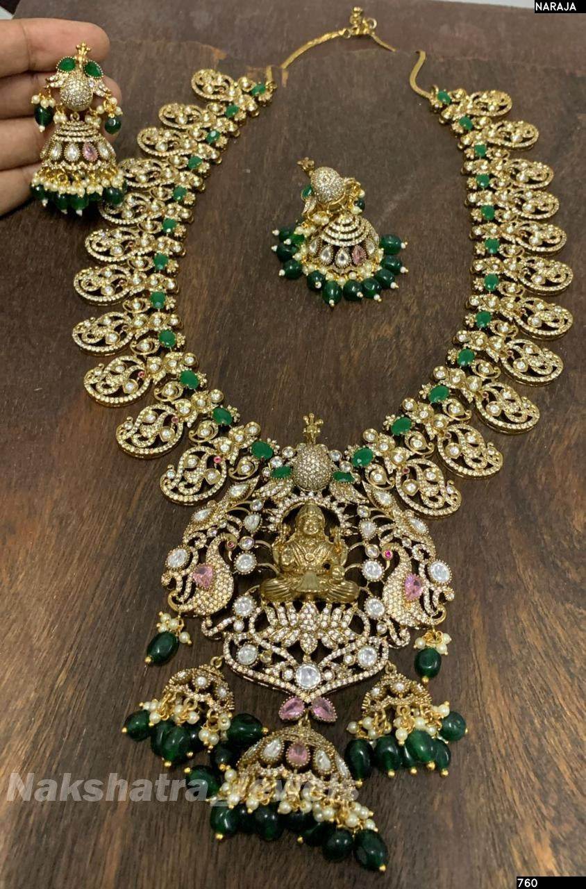 Victorian Polish AD & Moissanite Stones Bridal Haram