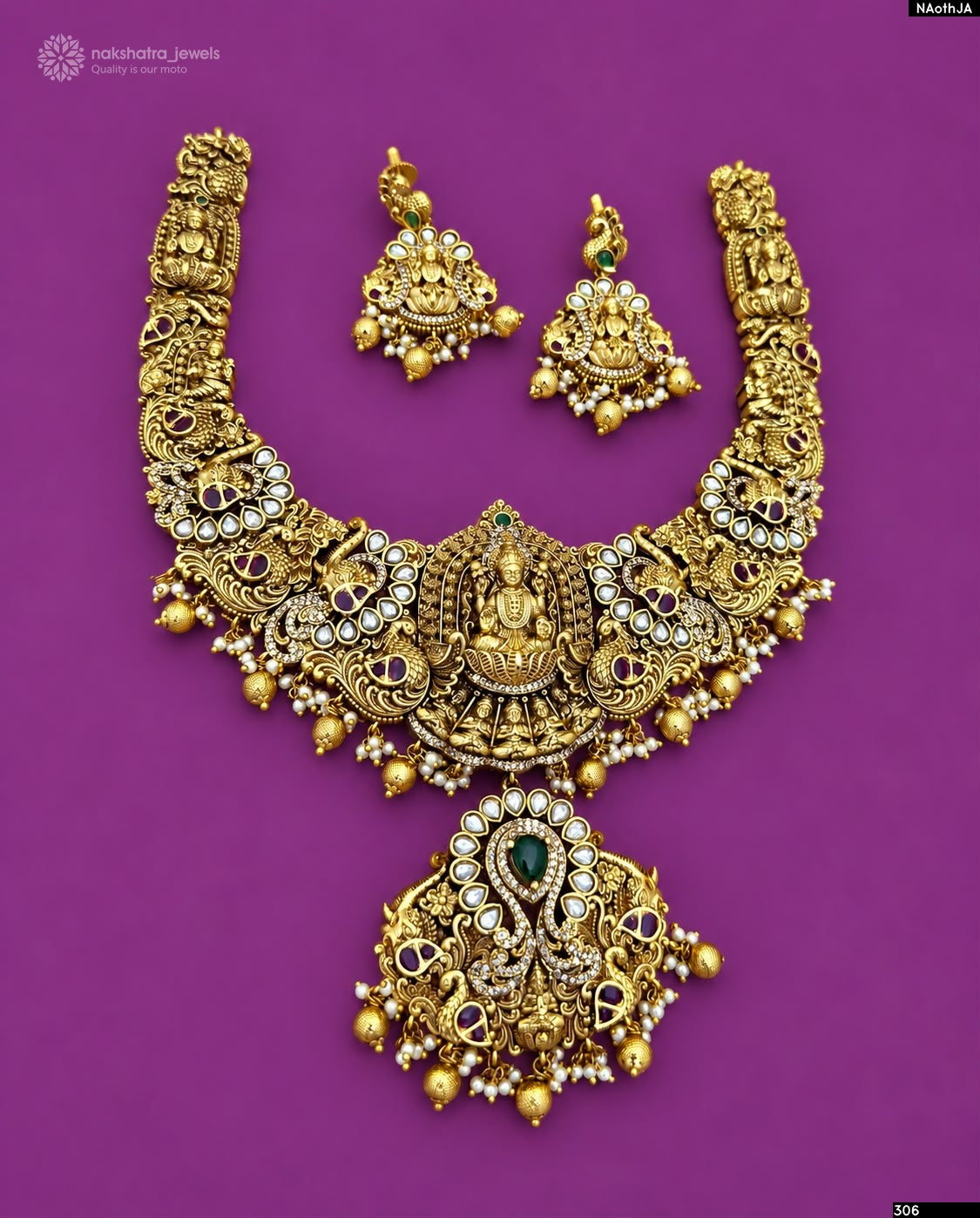 Nakshi Work with AD Stones Bridal Necklace