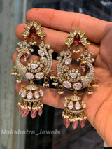 Victorian Polish AD & Moissanite Stones Earrings - Nakshatra Jewels