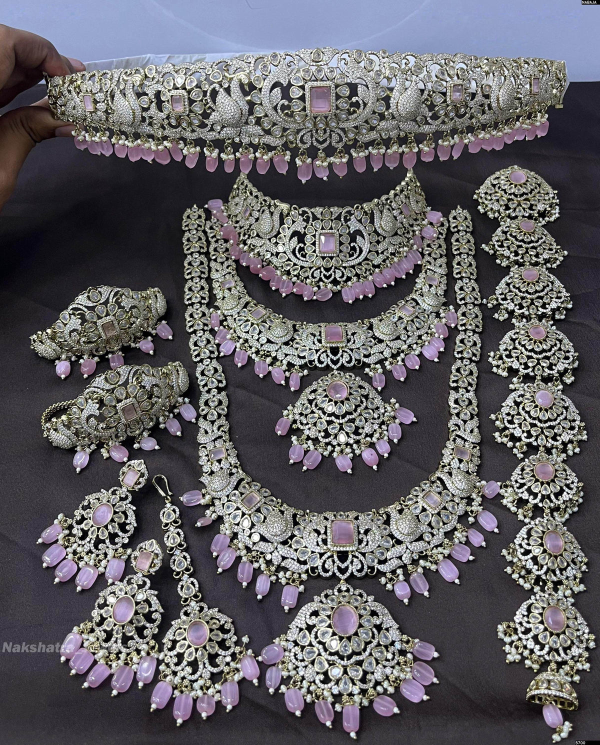 Victorian Polish AD Stones Bridal Set